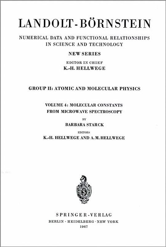Molecular Constants from Microwave Spectroscopy / Molekelkonstanten aus mikrowellenspektroskopischen Messungen