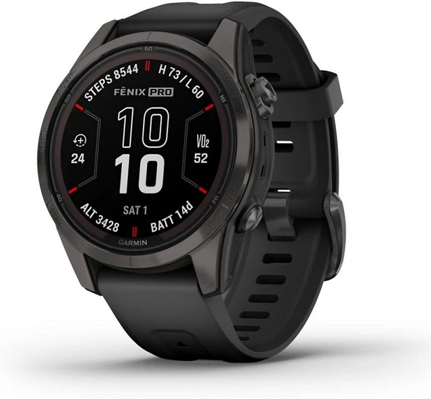 Garmin Fenix 7S Pro 42 mm gris carbone avec bracelet en silicone noir [Wi-Fi, Sapphire Solar Edition]