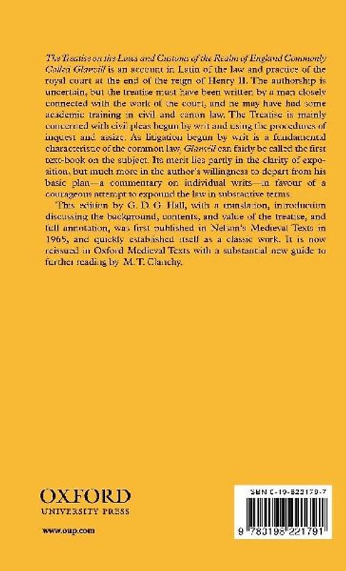 The Treatise on the Laws and Customs of the Realm of England Commonly Called Glanvill