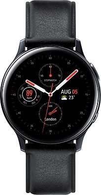 Samsung Galaxy Watch Active2 44 mm roestvrij stalen kast zwart op lederen bandje black [wifi]