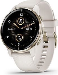 Garmin Venu 2 Plus 43 mm cream gold rand van roestvrij staal met ivory behuizing en siliconen band [wifi]