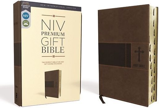 Niv, Premium Gift Bible, Leathersoft, Brown, Red Letter Edition, Indexed, Comfort Print