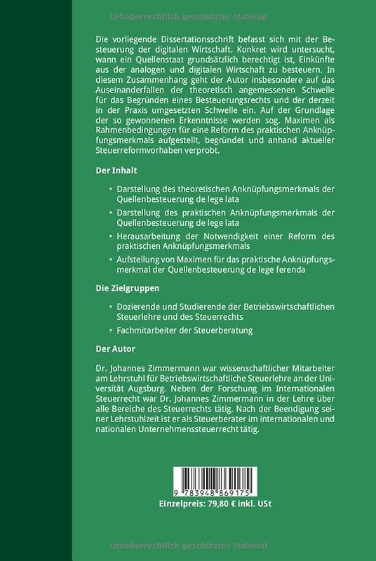 Aufteilung der Besteuerungsbefugnisse an digital erwirtschafteten unternehmerischen Einkünften