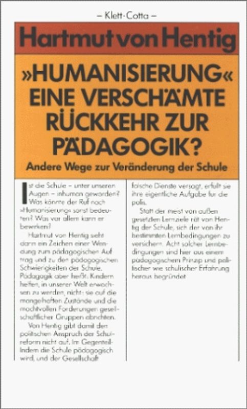 Humanisierung - eine verschämte Rückkehr zur Pädagogik?