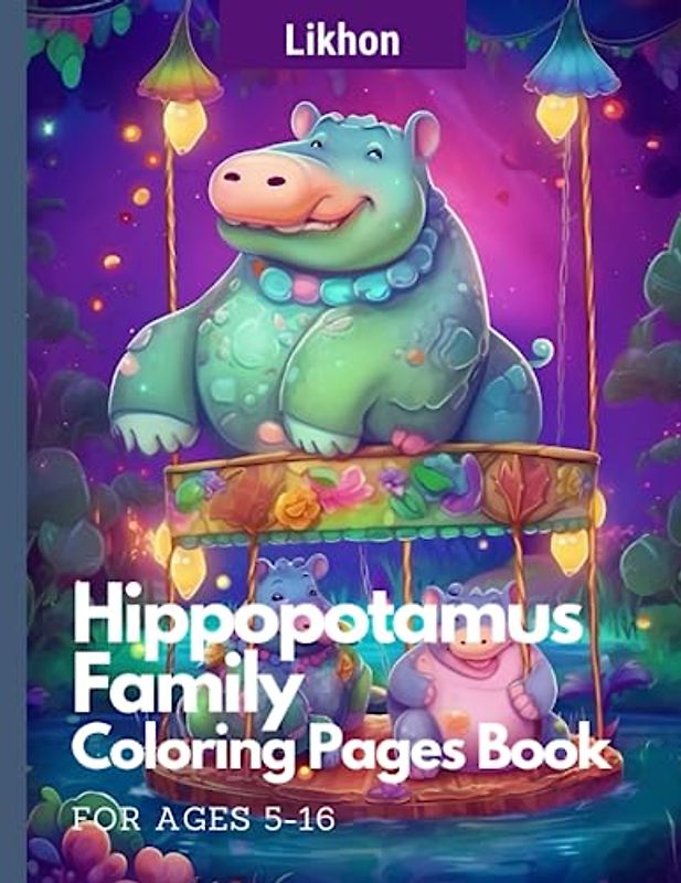 Likhon Hippopotamus Family Coloring Pages Book for Ages 5-16