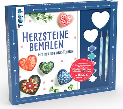 Kreativ-Set Herz-Steine bemalen mit der Dotting-Technik