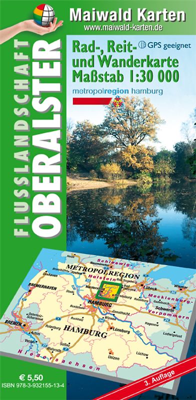 Oberalster = Rad-, Reit- und Wanderkarte - Flusslandschaft Oberalster