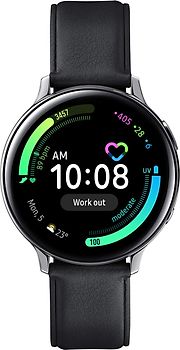 Samsung Galaxy Watch Active2 44 mm - Boîtier en acier inoxydable argent et bracelet noir [Wi-Fi]