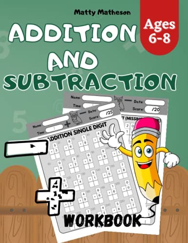 Addition and Subtraction Workbook: Timed Tests with Simple Adding and Subtracting for Kids Age 6-8 | Daily Learning Drills | Book Games with Subtract ... with Double-Digit Addition Subtraction