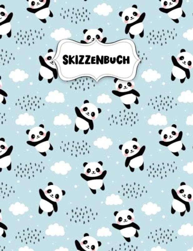 Skizzenbuch: Glücklicher Panda Zeichenblock A4 für Kinder: Blanko Zeichenmappe A4 Zeichen Block