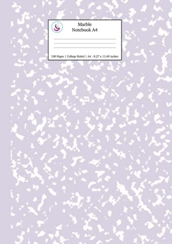 Marble Notebook A4: Lilac Purple College Ruled Journal (Pastel Stationery Notebooks A4)