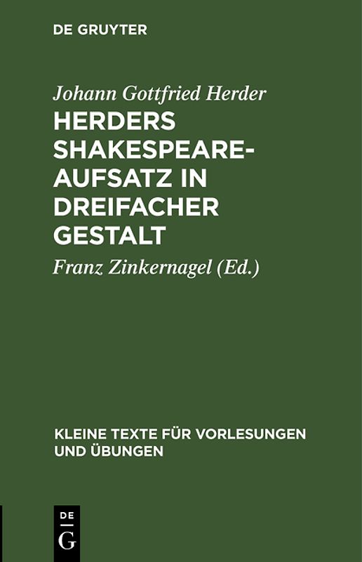 Herders Shakespeare-Aufsatz in dreifacher Gestalt