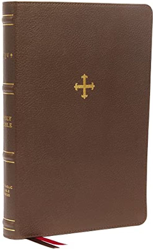 NRSV, Catholic Bible, Thinline Edition, Genuine Leather, Brown, Comfort Print: Holy Bible