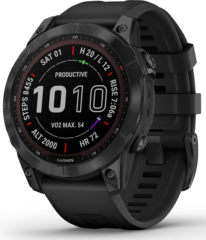 Garmin Fenix 7X 51 mm gris avec bracelet en silicone noir [Wi-Fi, Sapphire Solar Edition]