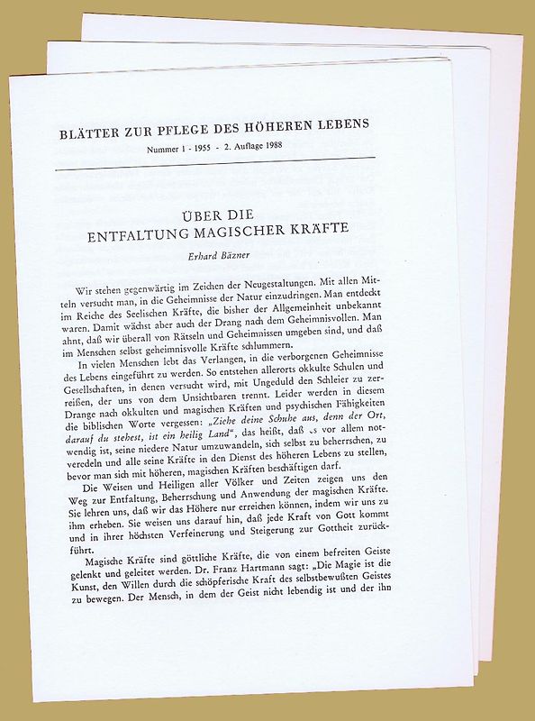 Blätter zur Pflege des höheren Lebens