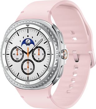 Samsung Galaxy Watch8 Classic 46 mm Boîtier aluminium blanc sur Sport en silicone M/L rose [Wi-Fi]