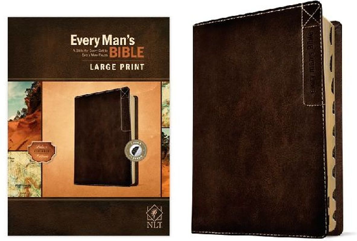Every Man's Bible Nlt, Large Print, Deluxe Explorer Edition (Leatherlike, Rustic Brown, Indexed)
