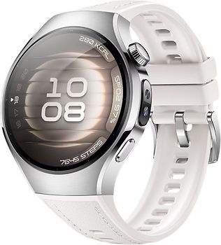 Huawei Watch 5 42 mm boîtier en acier inoxydable argent avec le bracelet composite blanc [Wi-Fi + 4G]
