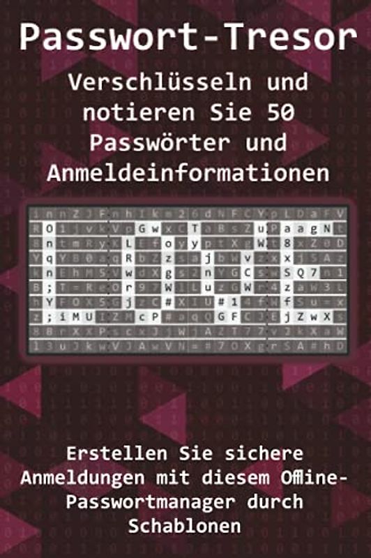 Passwort-Tresor - Verschlüsseln und notieren Sie 50 Passwörter und Anmeldeinformationen: Erstellen Sie sichere Anmeldungen mit diesem Offline-Passwortmanager durch Schablonen