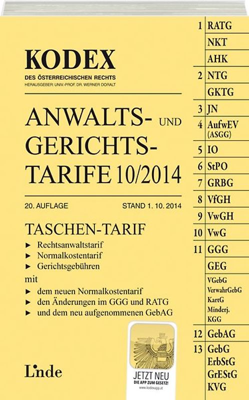 KODEX Anwalts- und Gerichtstarife 10/2014