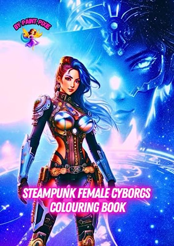 Steampunk Female Cyborgs Colouring Book