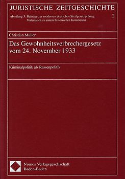 Das Gewohnheitsverbrechergesetz vom 24. November 1933