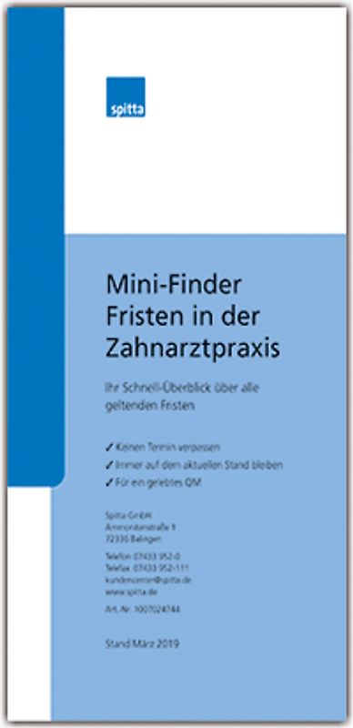 Mini-Finder Fristen in der Zahnarztpraxis