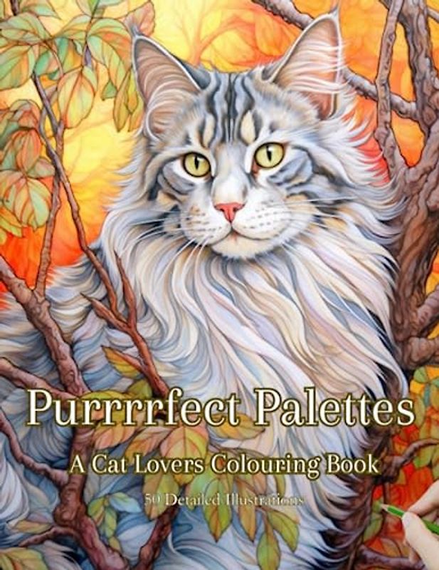 Purrrrfect Palettes: A Cat Lovers Colouring Book: Feline illustrations, Over 40 Different Cat Breeds to colour in, Relax & Paws for Thought, Adults or Kids Fun Travel Filler.