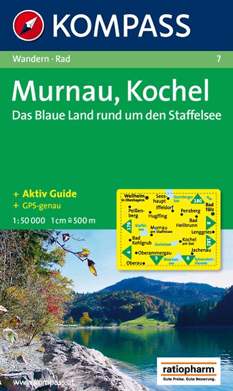 Murnau - Kochel - Das blaue Land rund um den Staffelsee. Wanderkarte mit Tourenführer und Radwegen. GPS-genau. 1:50000