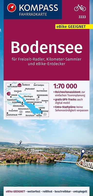 KOMPASS Fahrradkarte 3333 Bodensee 1:70.000