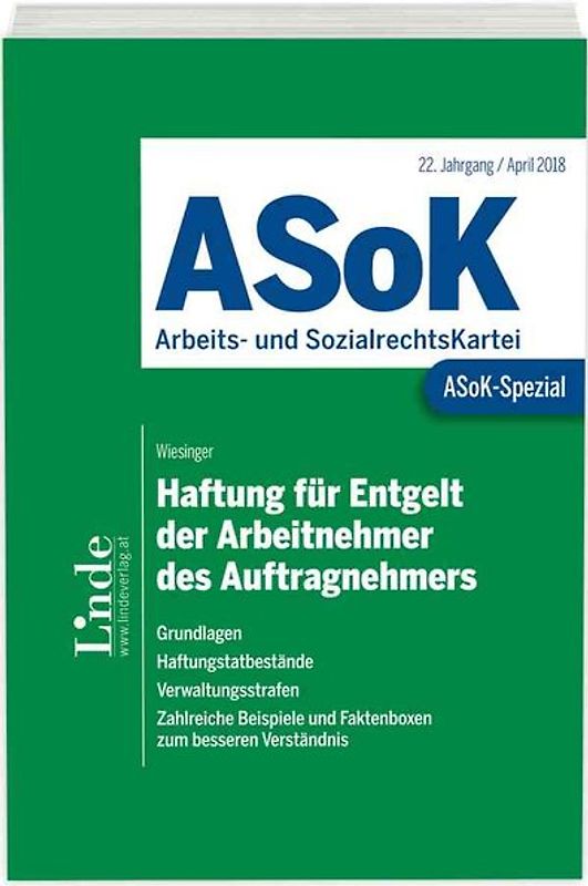 ASoK-Spezial Haftung für Entgelt der Arbeitnehmer des Auftragnehmers