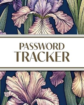 XL Large Print Password Tracker (Purple Irises on Navy)