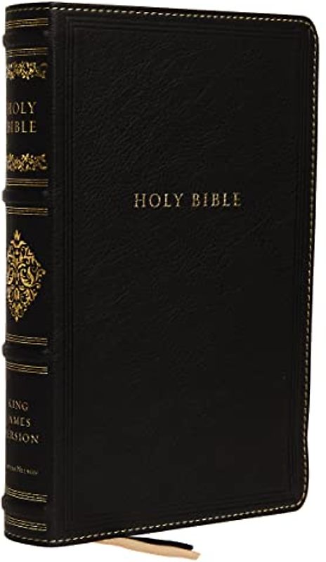 Kjv, Sovereign Collection Bible, Personal Size, Genuine Leather, Black, Thumb Indexed, Red Letter Edition, Comfort Print