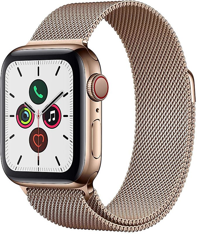 Apple Watch Series 5 40 mm boîtier en acier inoxydable or am Milanaise bracelet or [Wi-Fi + Cellulaire]