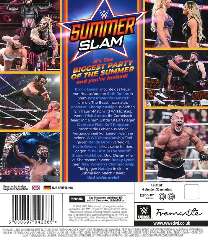 WWE: WWE:Summerslam 2019 Blu-ray Disc