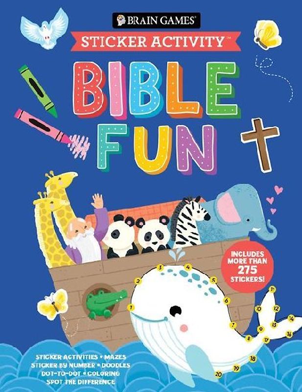 Brain Games - Sticker Activity: Bible Fun - For Ages 3-6 Coloring, Mazes, Sticker by Number, Dot-To-Dot & More Christian Activity Book Gift for Preschool, Kindergarten & Sunday School