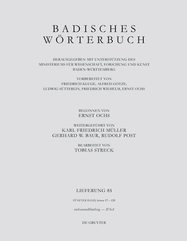 Badisches Wörterbuch. Band V/Lieferung 85