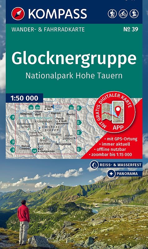 KOMPASS Wanderkarte 39 Glocknergruppe, Nationalpark Hohe Tauern 1:50.000