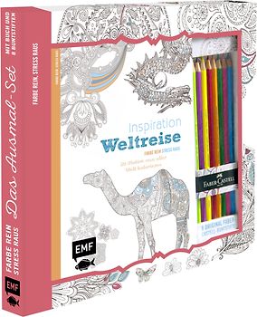 Kreativ-Set Farbe rein, Stress raus: Inspiration Weltreise - 50 Motive aus aller Welt kolorieren