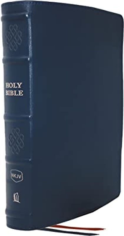 NKJV, Single-Column Reference Bible, Genuine Leather, Blue, Comfort Print