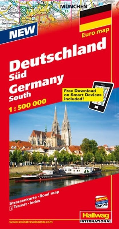 Deutschland Süd Strassenkarte 1:500 000