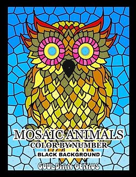 Mosaic Animals Color By Number - Black Background: Relaxing Art Coloring For Adults With Geometric Hidden Pictures To Uncover