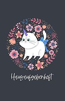 Hausaufgabenheft: mit Kawaii Einhorn-Katze, Uni-Cat, ca. A5, für 1 komplettes Schuljahr