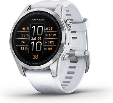 Garmin Epix Pro (Gen 2) 42 mm silver avec bracelet en silicone blanc [Wi-Fi, Standard]
