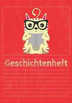 Geschichtenheft: 64 Seiten Din A4 | Eigenen Geschichten Schreiben und Zeichnen | Lineatur 4 | Klasse 4 A4 | Rot