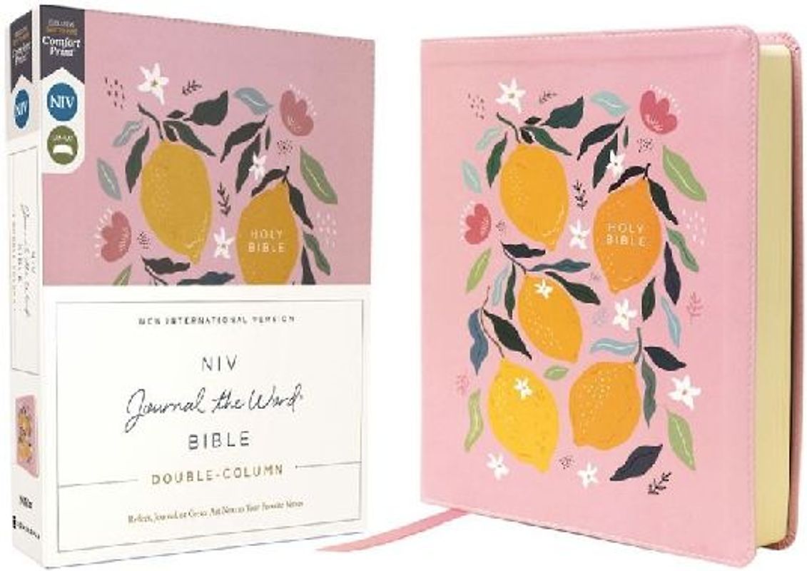 Niv, Journal the Word Bible (Perfect for Note-Taking), Double-Column, Leathersoft, Pink, Red Letter, Comfort Print