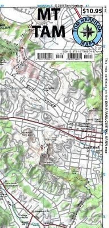 Mt. Tamalpais Trail Map-: Tom Harrison Maps