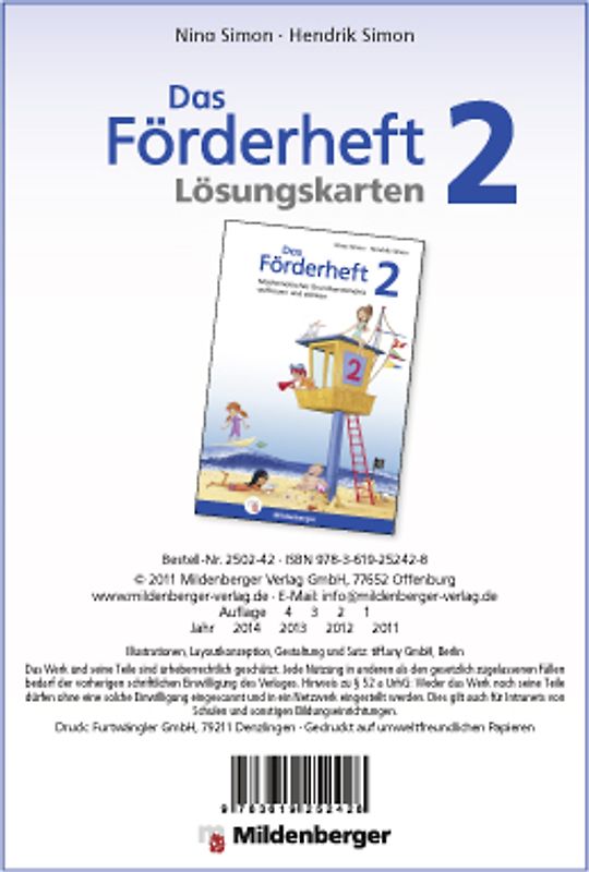 Das Förderheft / Das Förderheft 2 - Lösungskarten. Mathematisches Grundverständnis aufbauen und stärken