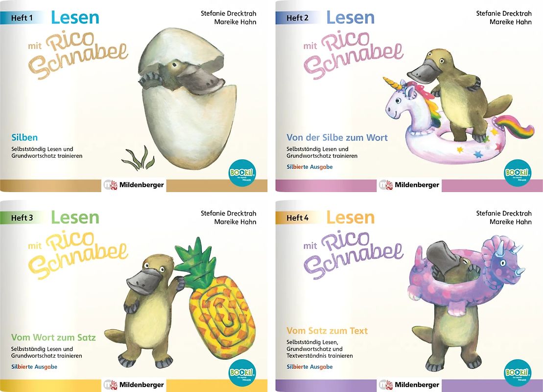 Paket – Lesen mit Rico Schnabel, Heft 1-4, silbierte Ausgabe mit BOOKii-Funktion
