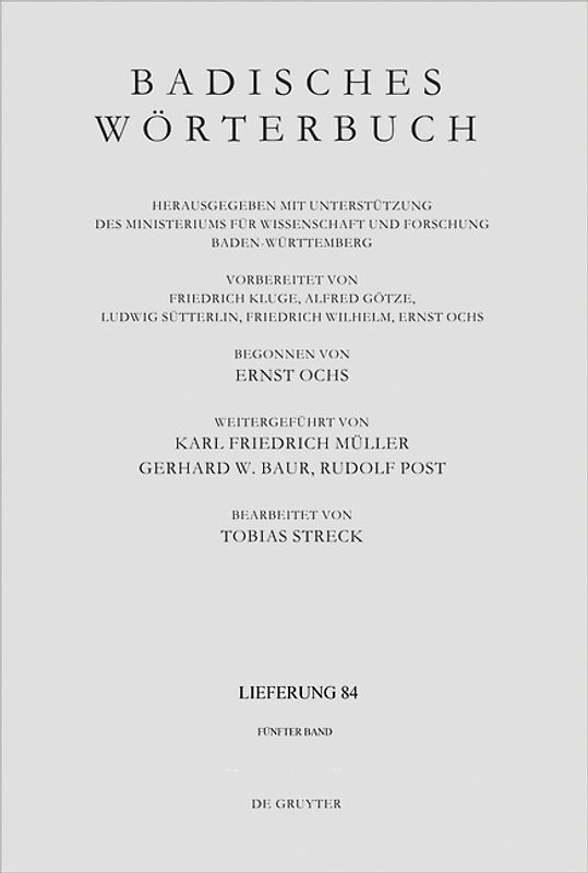Badisches Wörterbuch. Band V/Lieferung 84